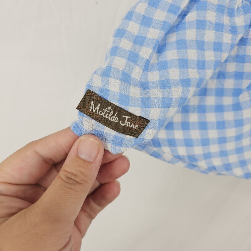 Matilda Jane • Rural Route Gingham Blue White Top Size XS Floral - Picture 5 of 8